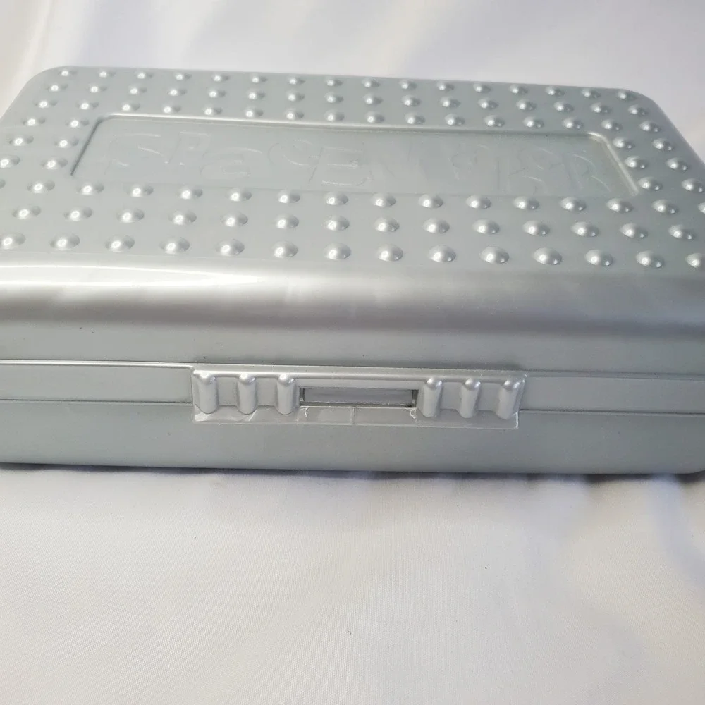Vtg Original 90s SpaceMaker Plastic Pencil Box School Storage Case Silver Grey